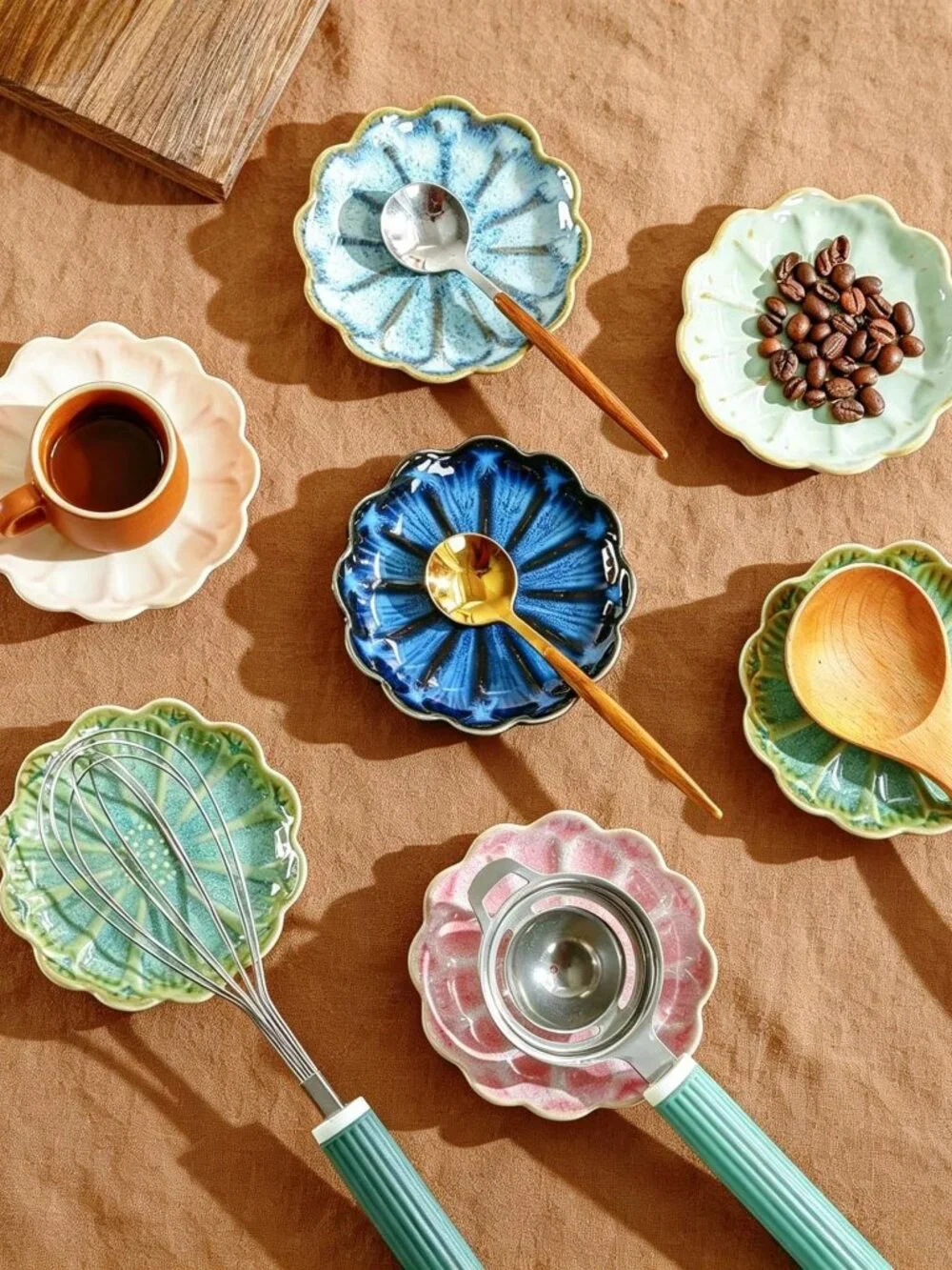 Ceramic Spoon Rest for Stove Top, Flower Cute Spoon Rest for Kitchen Counter, Co